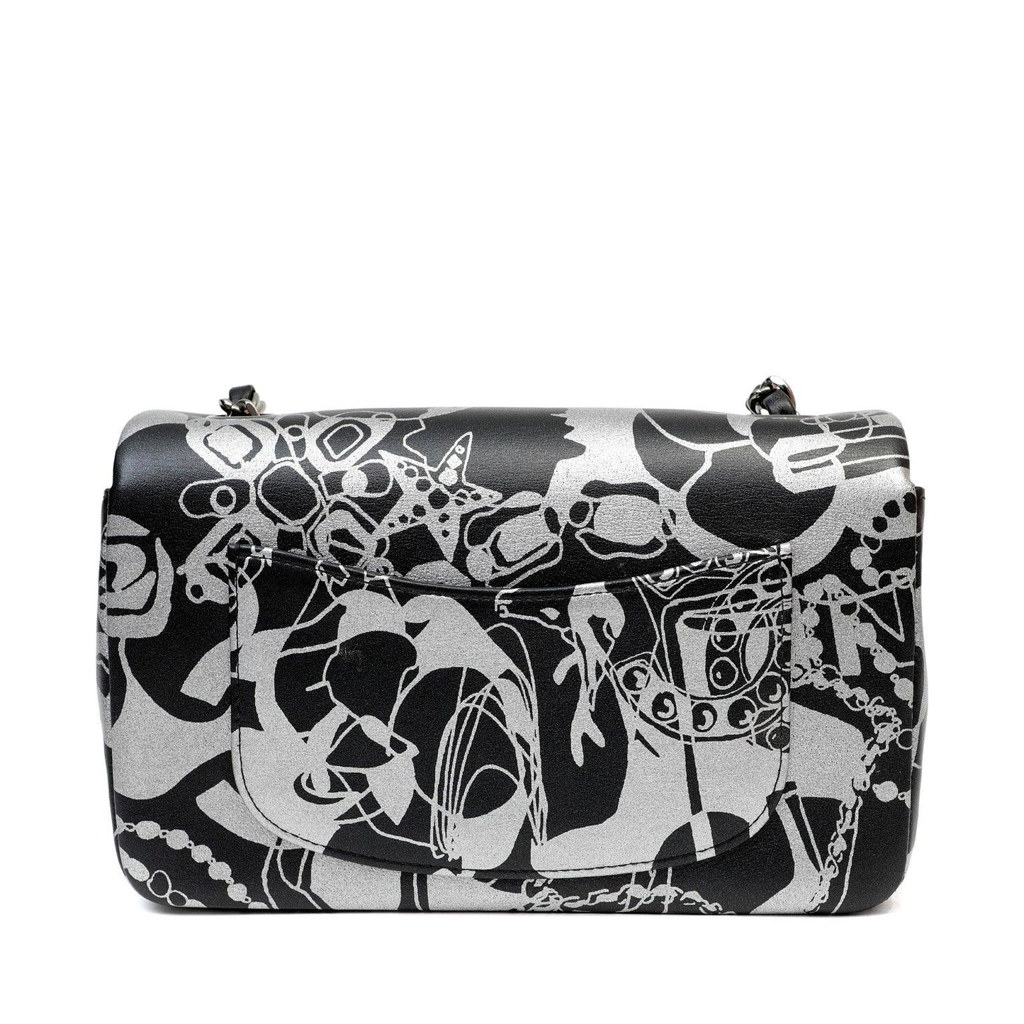 Chanel Black and Silver Lambskin Limited Edition Mini Classic