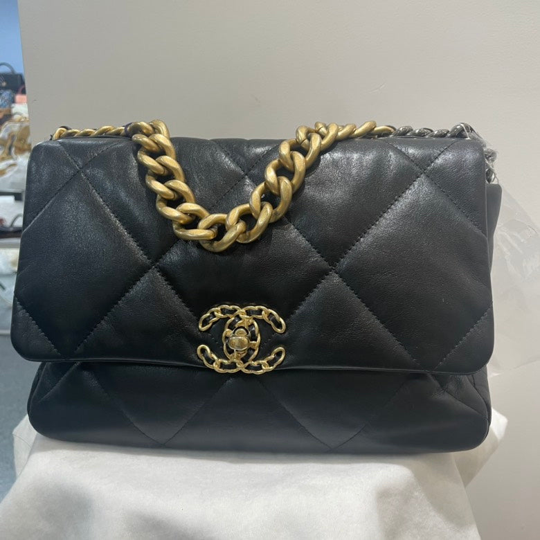 Chanel Black Quilted Leather 19 Flap Bag